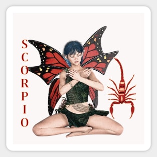 Scorpio fairy meditating with scorpion symbol Sticker